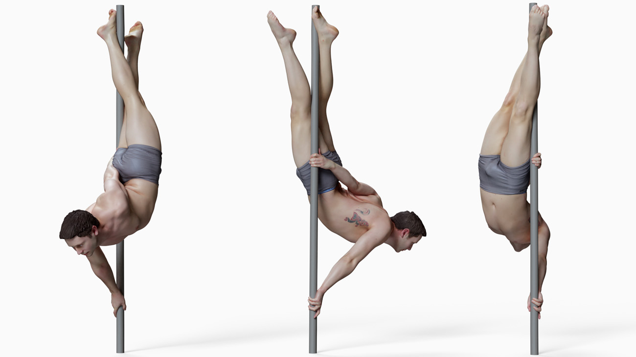 3D model of pole dancer: anatomy reference, download.