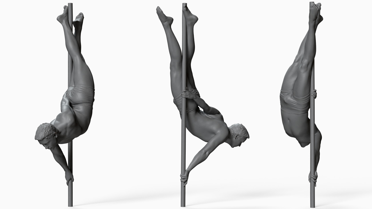 3D model of pole dancer: anatomy reference, download.