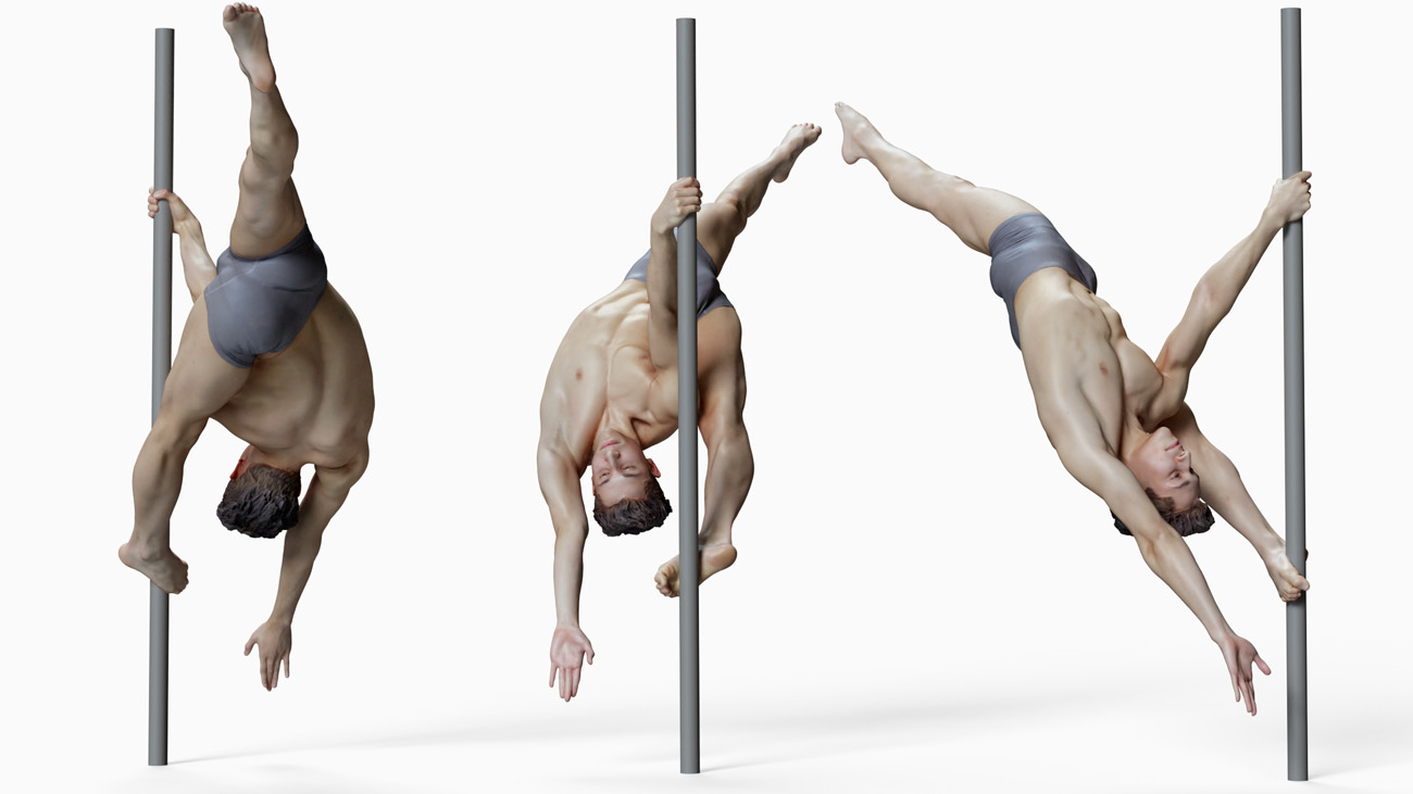 3D model of pole dancer: anatomy reference, download.