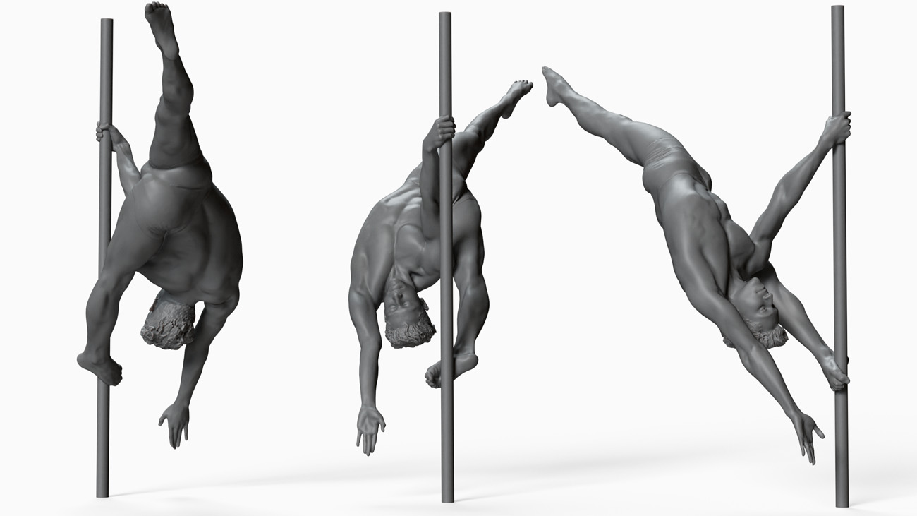 3D model of pole dancer: anatomy reference, download.