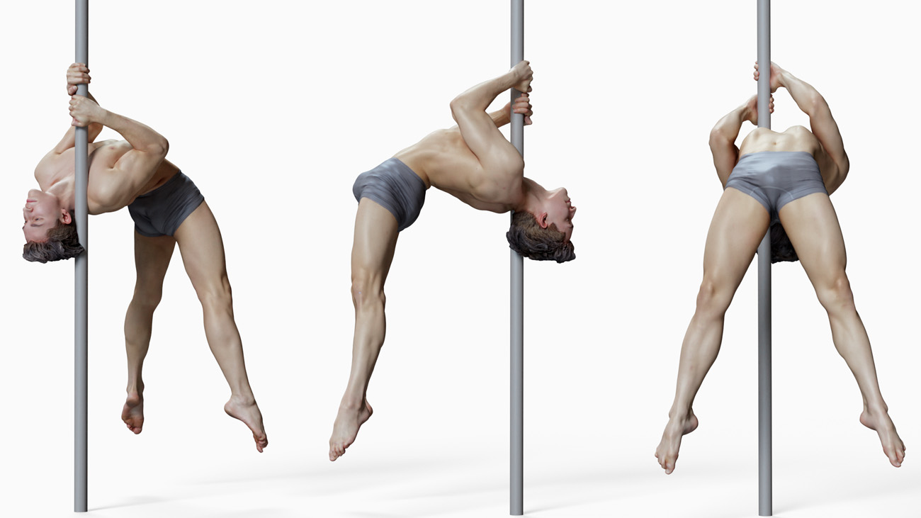 3D model of pole dancer: anatomy reference, download.