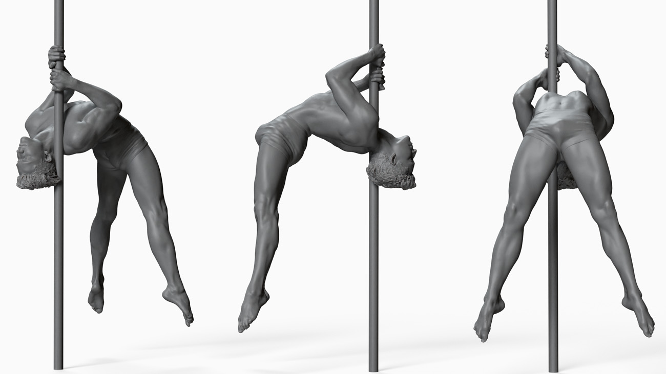 3D model of pole dancer: anatomy reference, download.