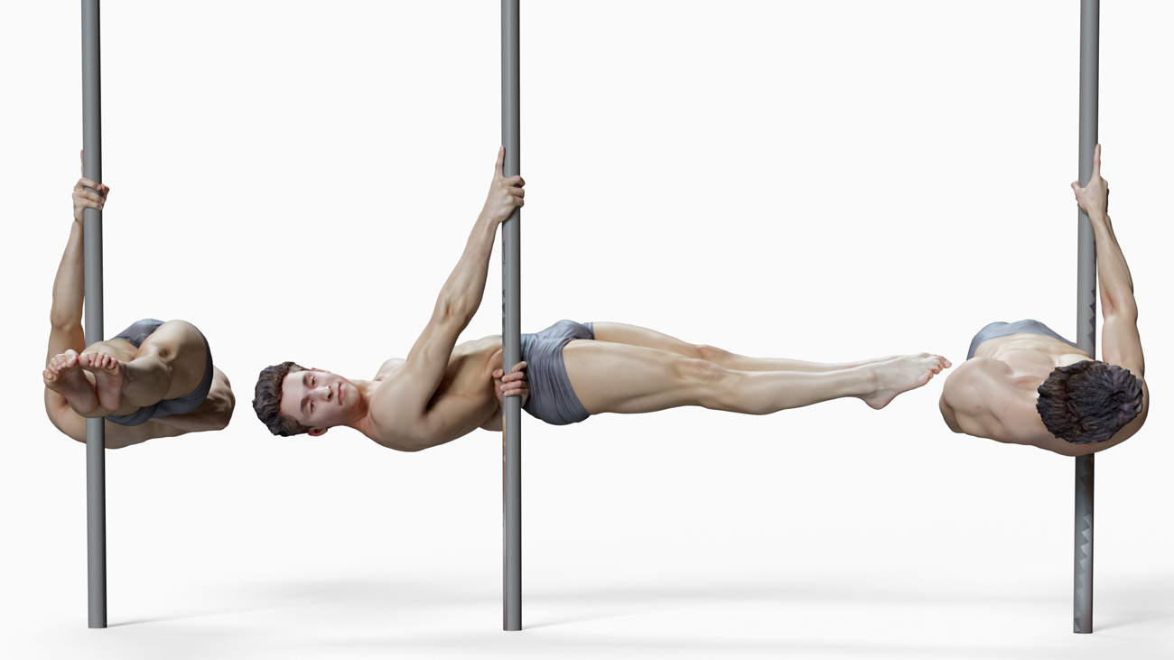 3D model of pole dancer: anatomy reference, download.