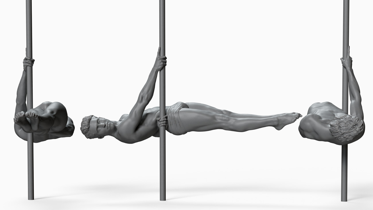 3D model of pole dancer: anatomy reference, download.