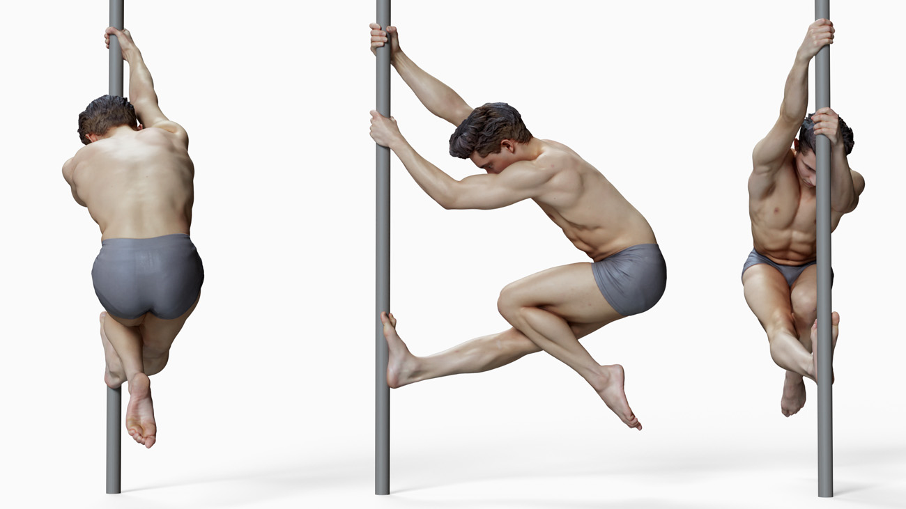 3D model of pole dancer: anatomy reference, download.