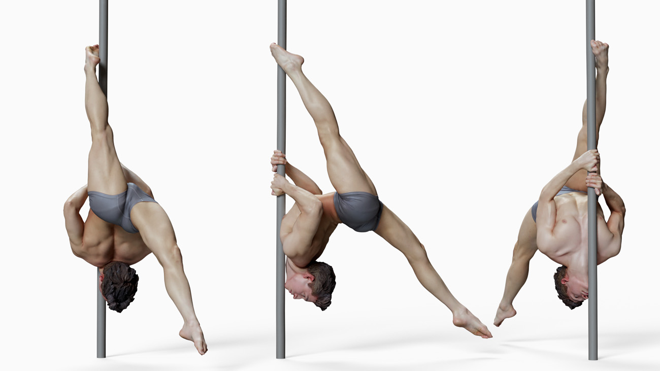 3D model of pole dancer: anatomy reference, download.