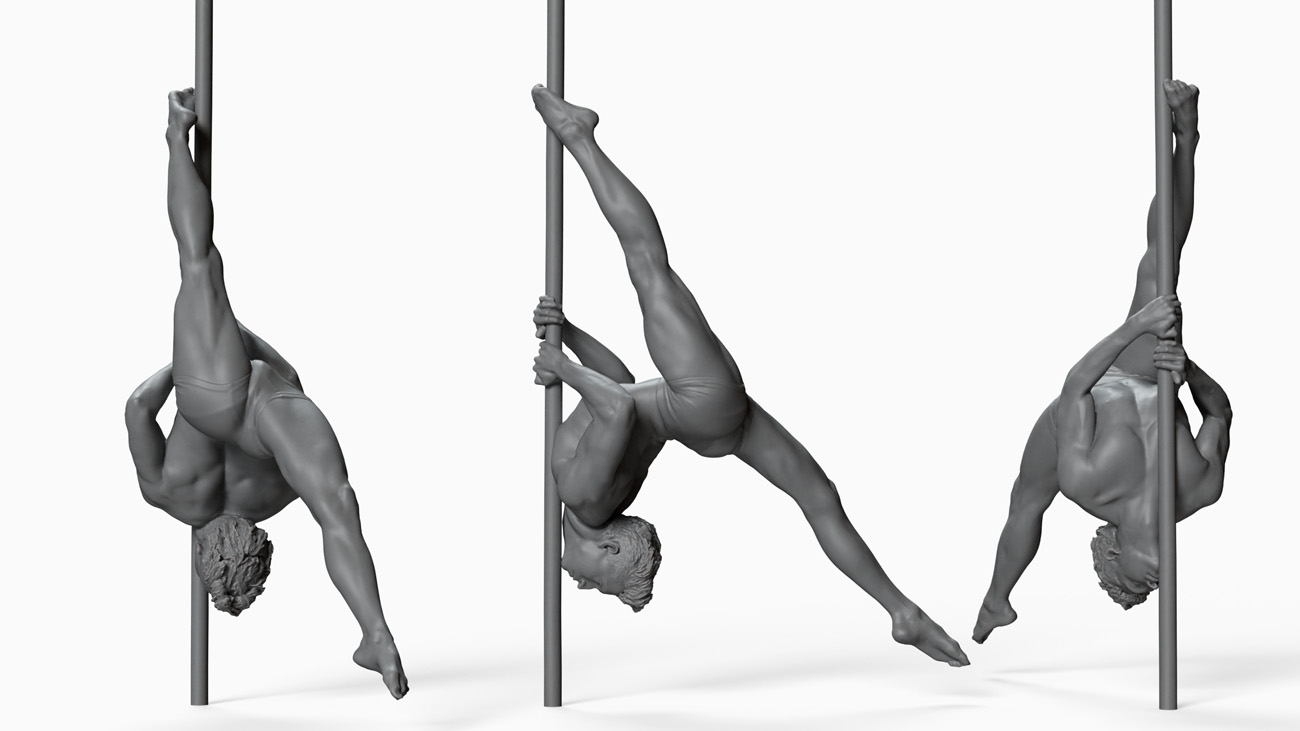 3D model of pole dancer: anatomy reference, download.