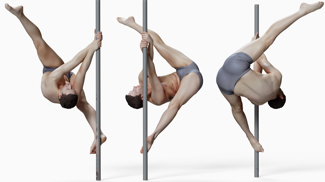 3D model of pole dancer: anatomy reference, download.