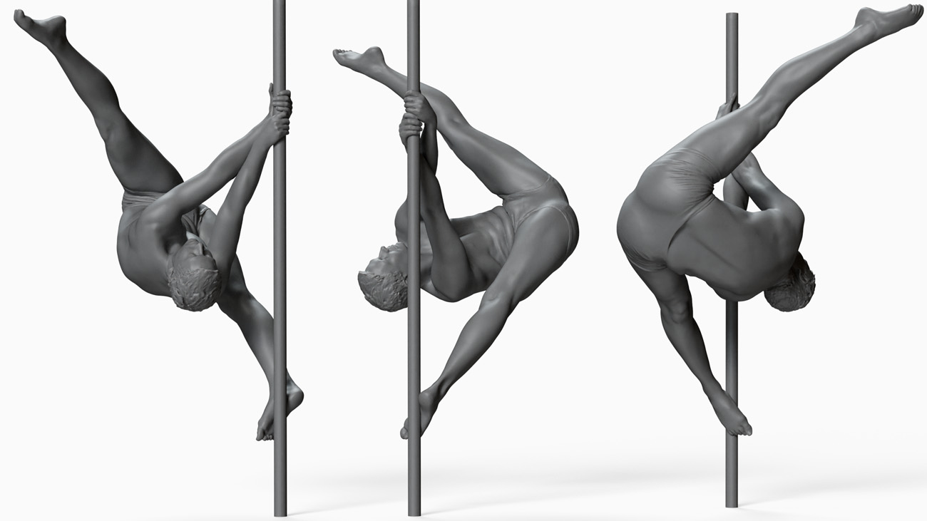 3D model of pole dancer: anatomy reference, download.