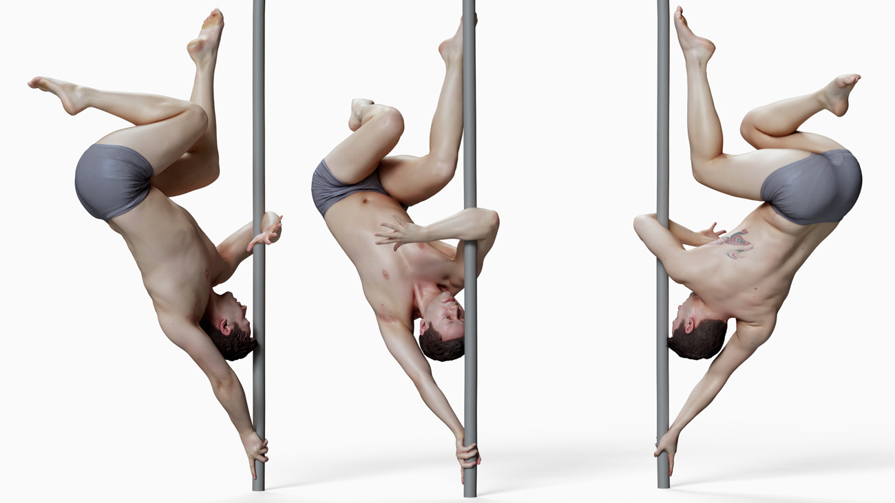 3D model of pole dancer: anatomy reference, download.