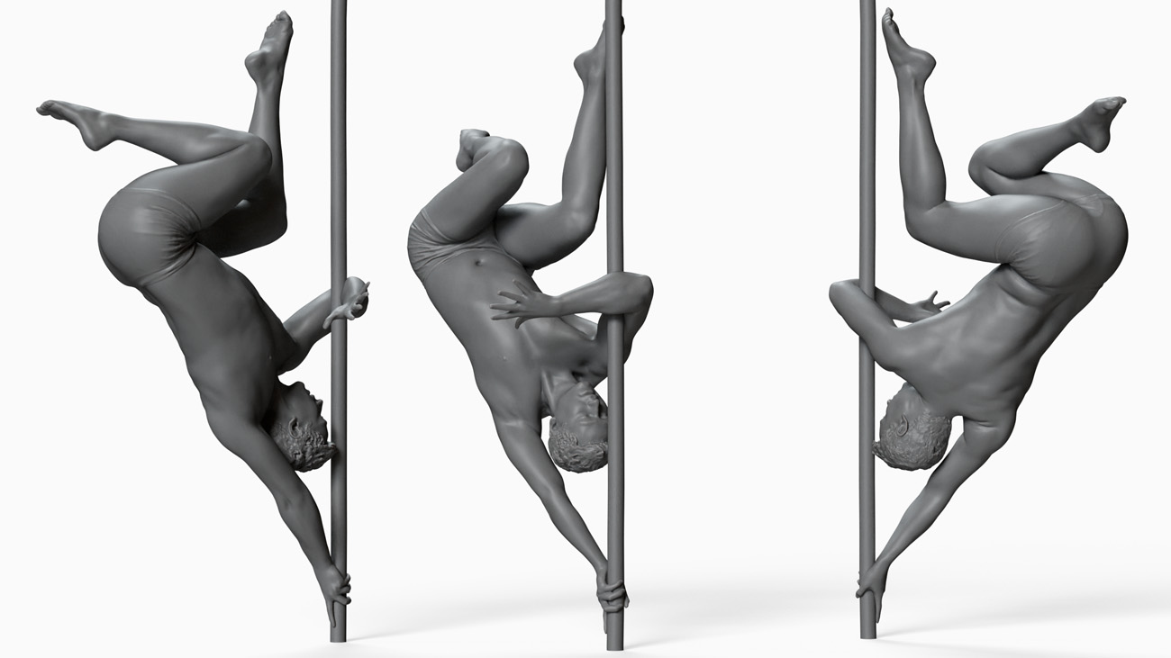 3D model of pole dancer: anatomy reference, download.