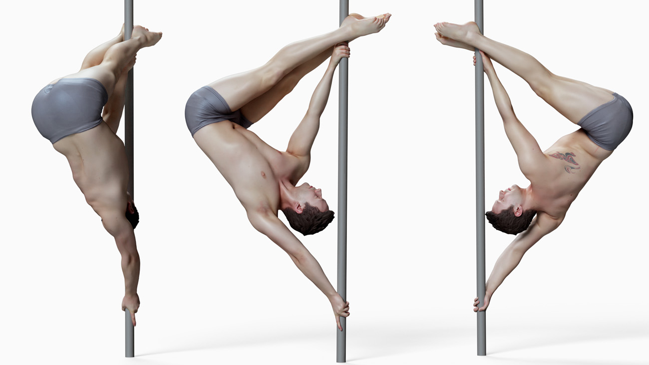 3D model of pole dancer: anatomy reference, download.