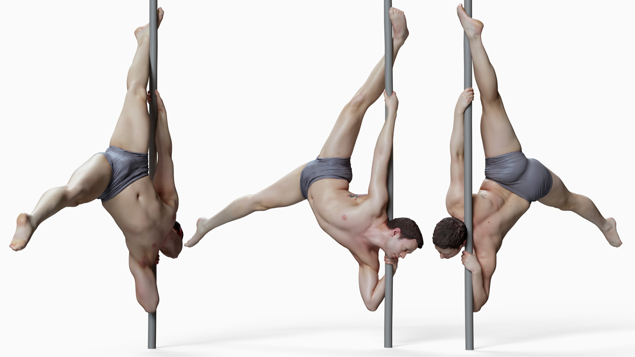 3D model of pole dancer: anatomy reference, download.