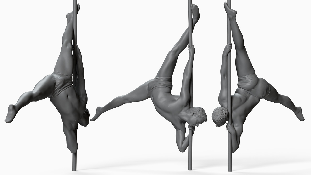 3D model of pole dancer: anatomy reference, download.