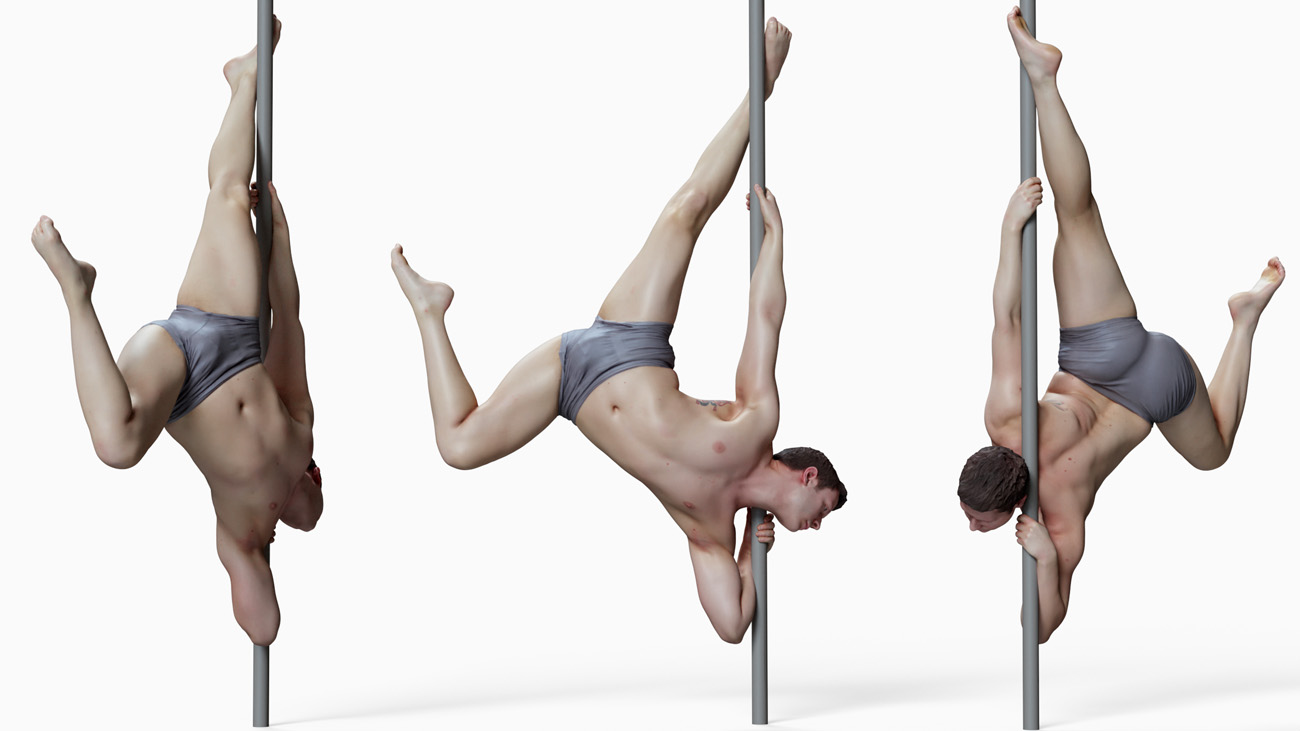 3D model of pole dancer: anatomy reference, download.