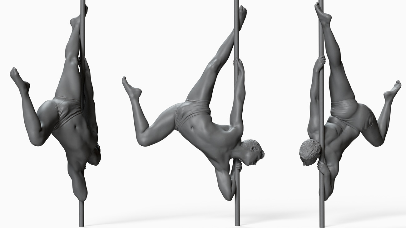 3D model of pole dancer: anatomy reference, download.