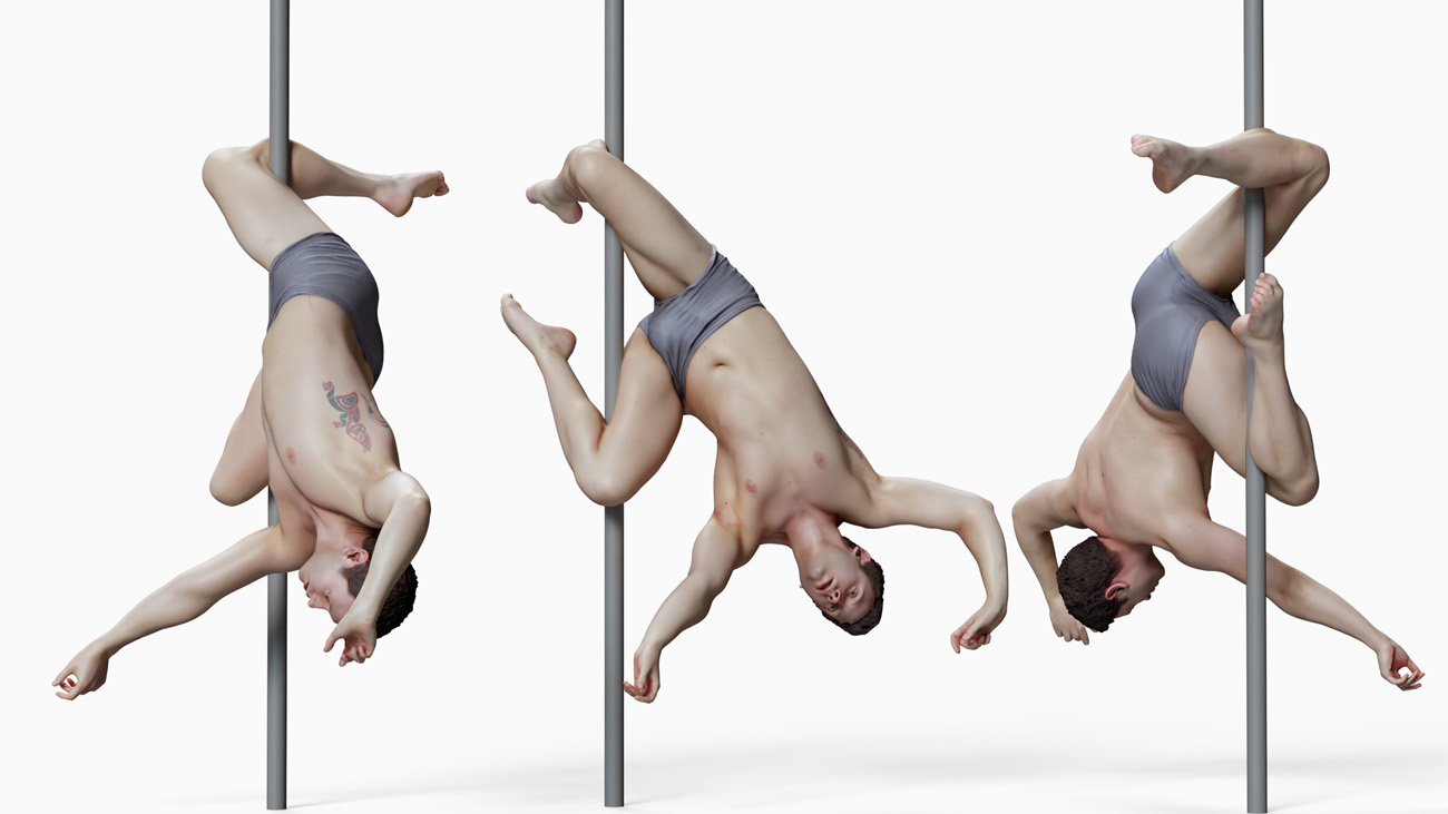 3D model of pole dancer: anatomy reference, download.