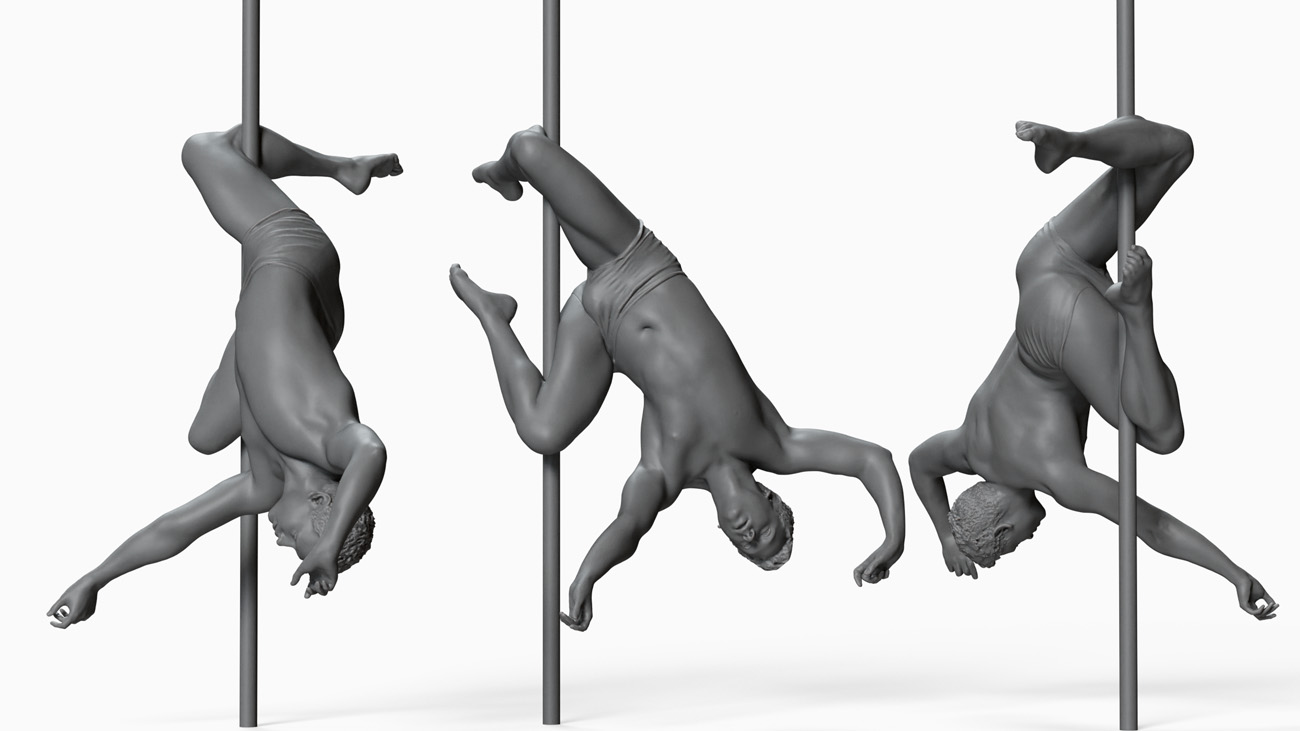 3D model of pole dancer: anatomy reference, download.