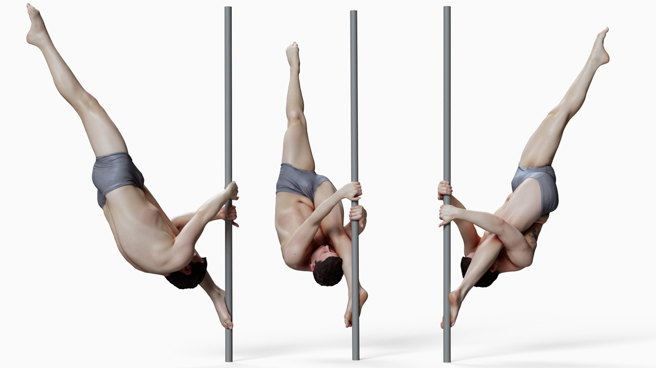 3D model of pole dancer: anatomy reference, download.