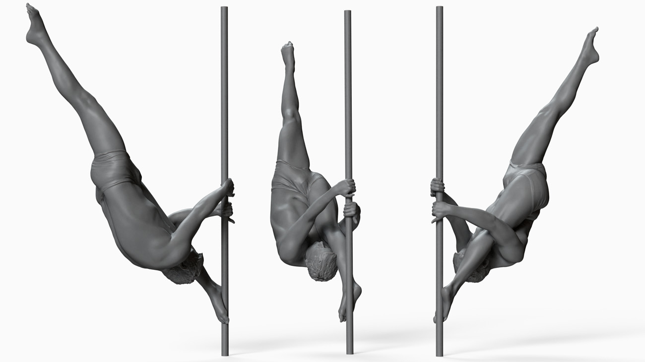 3D model of pole dancer: anatomy reference, download.