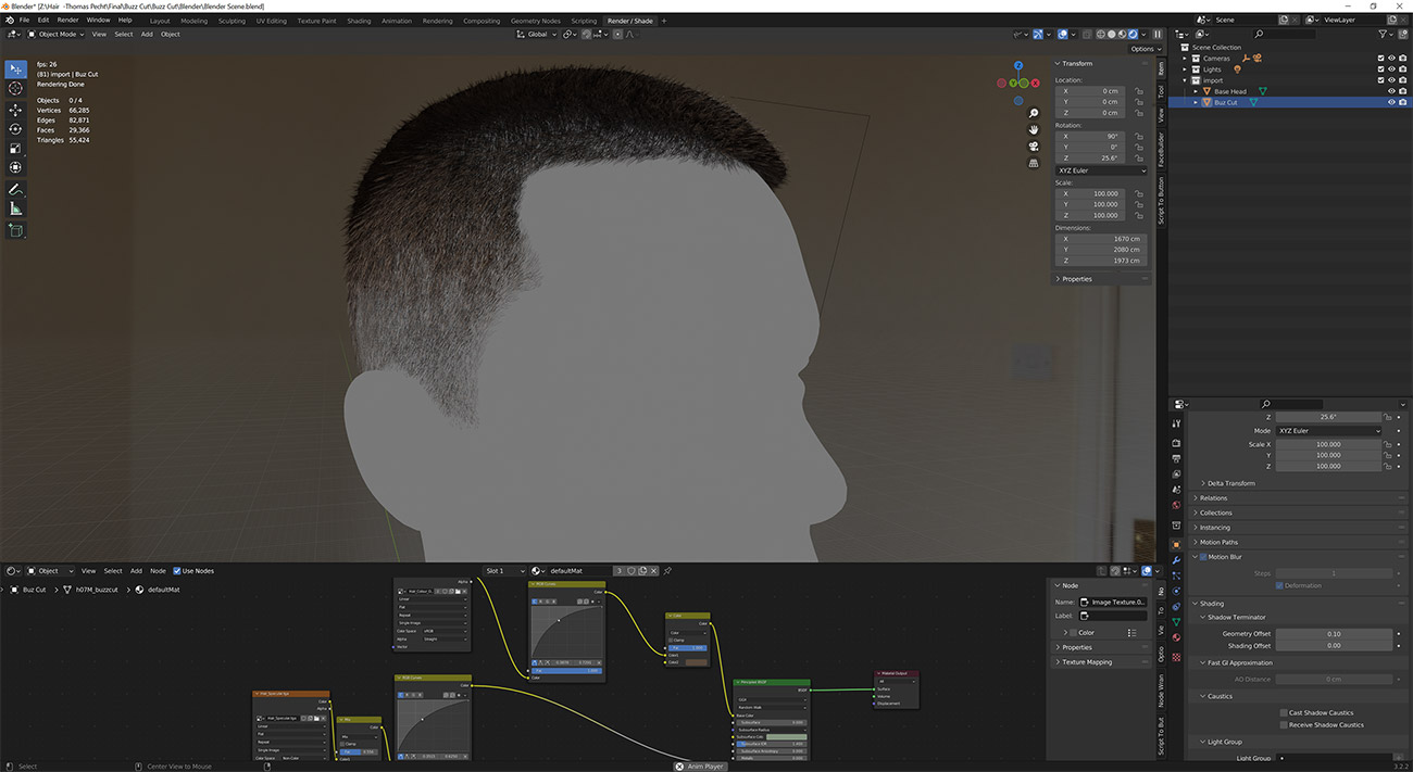 Download Blender hair realtime model