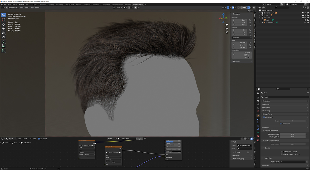 Realistic hair for blender