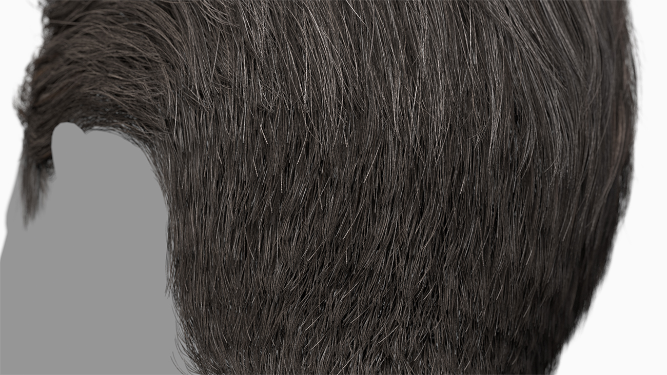 Male Side Parted hair in realtime with polygons and realtime hair cards to download