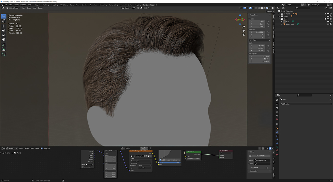 Realistic hair for blender