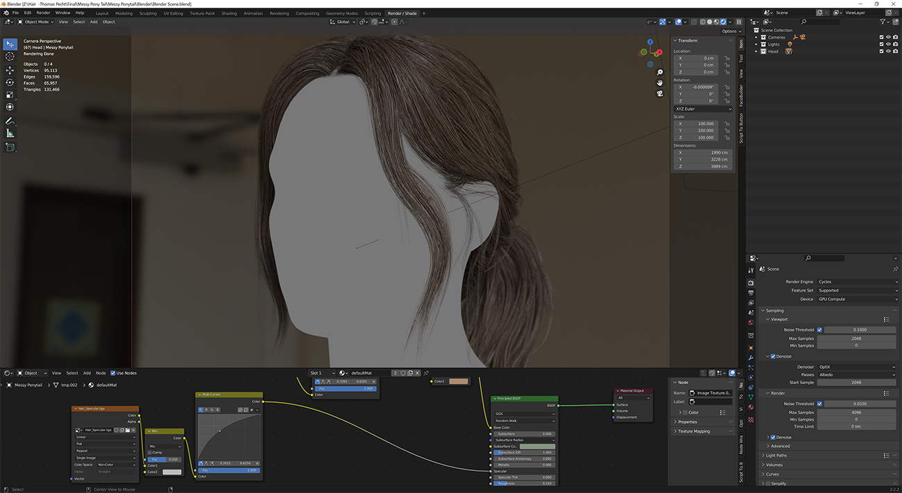 Realistic hair for blender