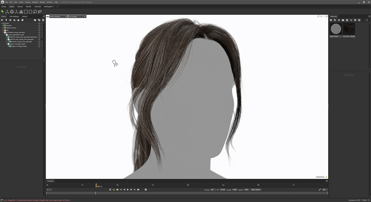 Rendering hair in marmoset