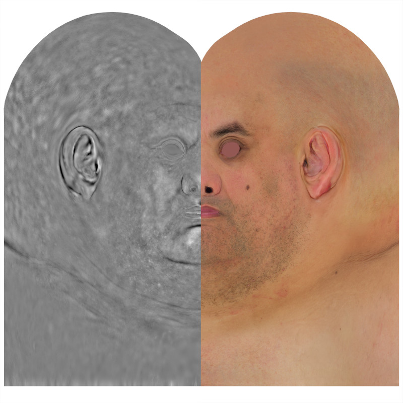 Male skin displacement map