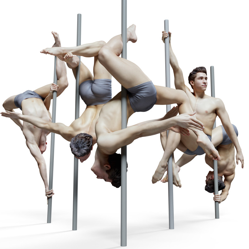 10 x Male pole dancer reference pose pack 01