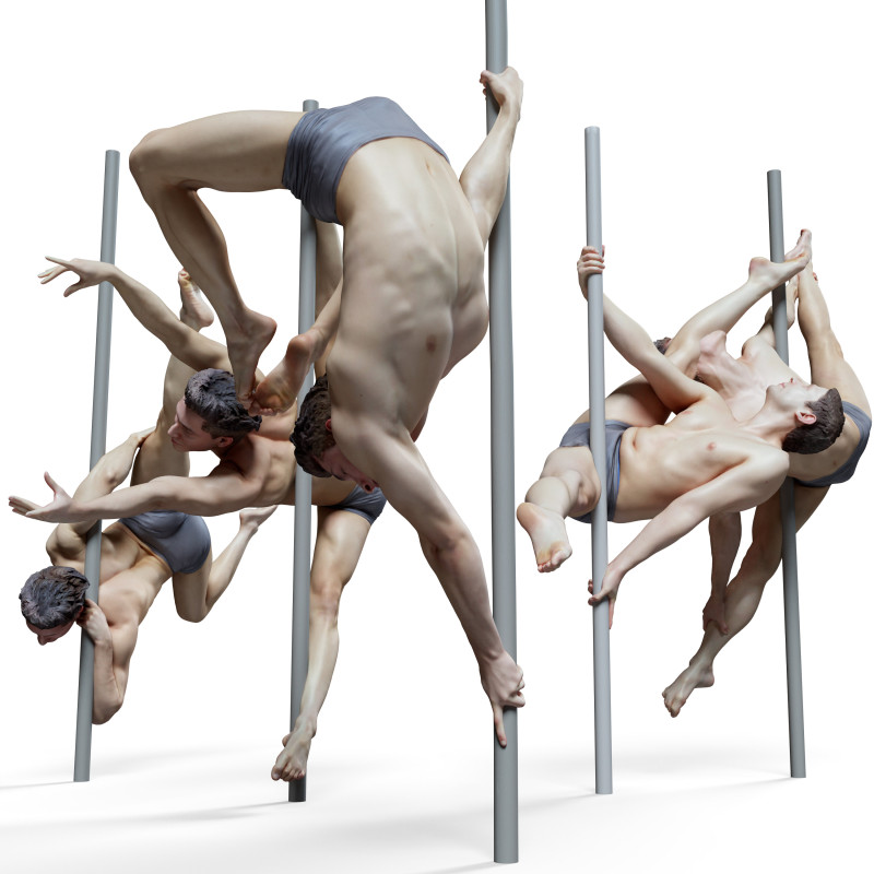 10 x Male pole dancer reference pose pack 03