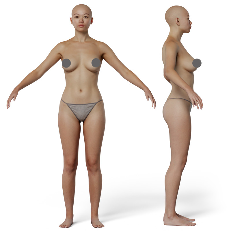 Asian Female 3D body model to download