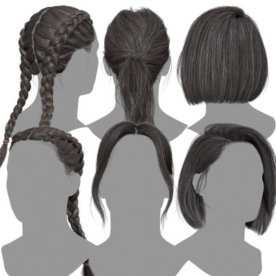3 x Female Realtime Hair Pack