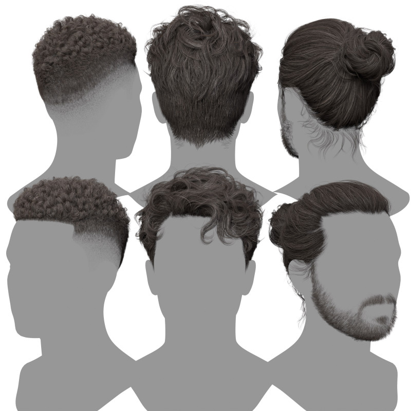 3 x Male Realtime Hair Pack
