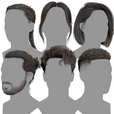 6 x Male & Female Realtime Hair Pack