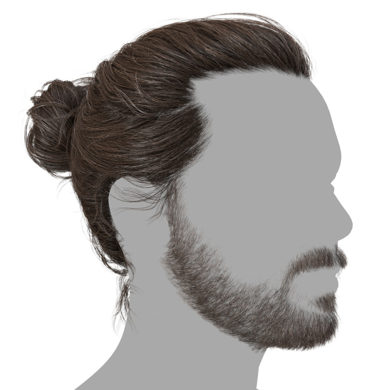 Man bun realtime polygon hair download