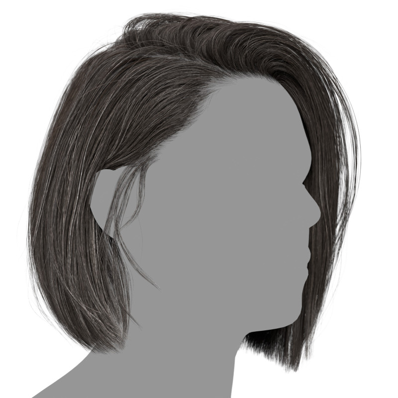 Realtime Hair - Side Parted Bob polygon hair download