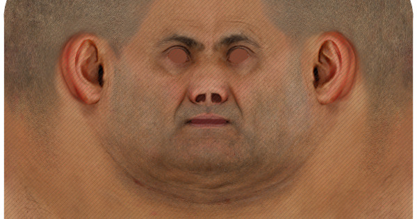 Male head texture map 45