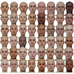 Male and Female 3D model Bundle / 48 x Retopologised Head Scans