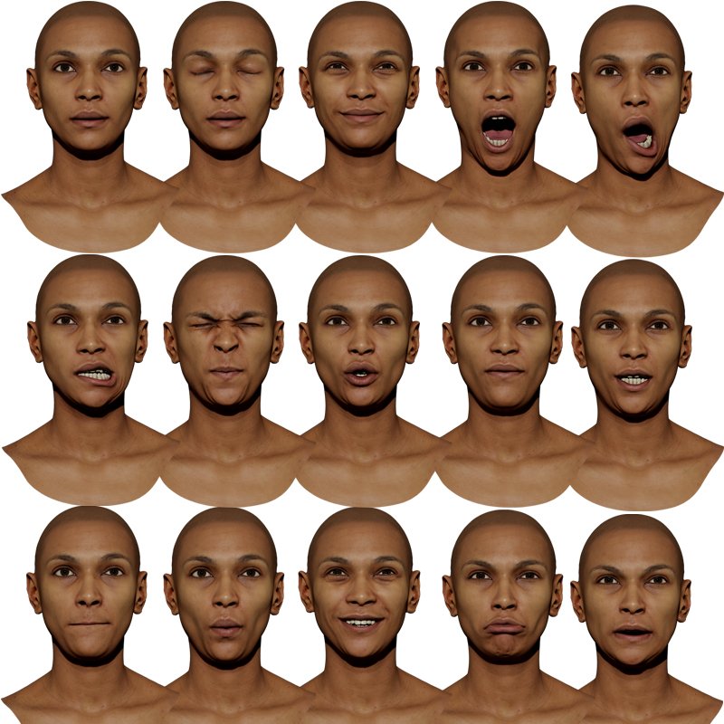 15 x Expression Scans / Retopologised Female 01 