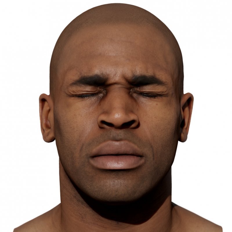 Expression Scan / Eyes Closed Tight / Retopologised Male 01 