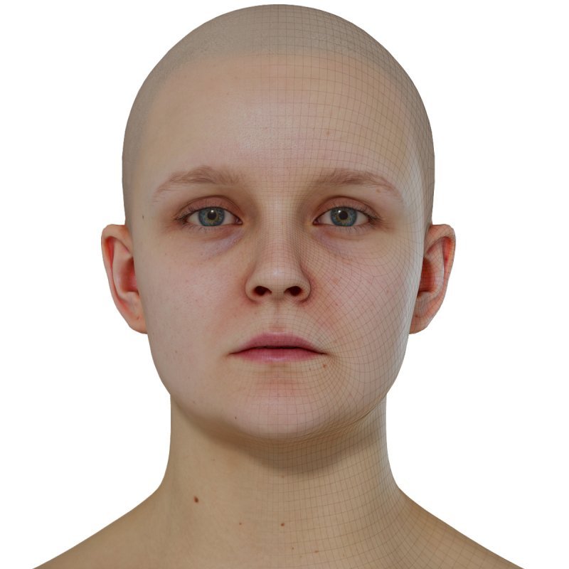 Female 3D model / Retopologised Head Scan 02
