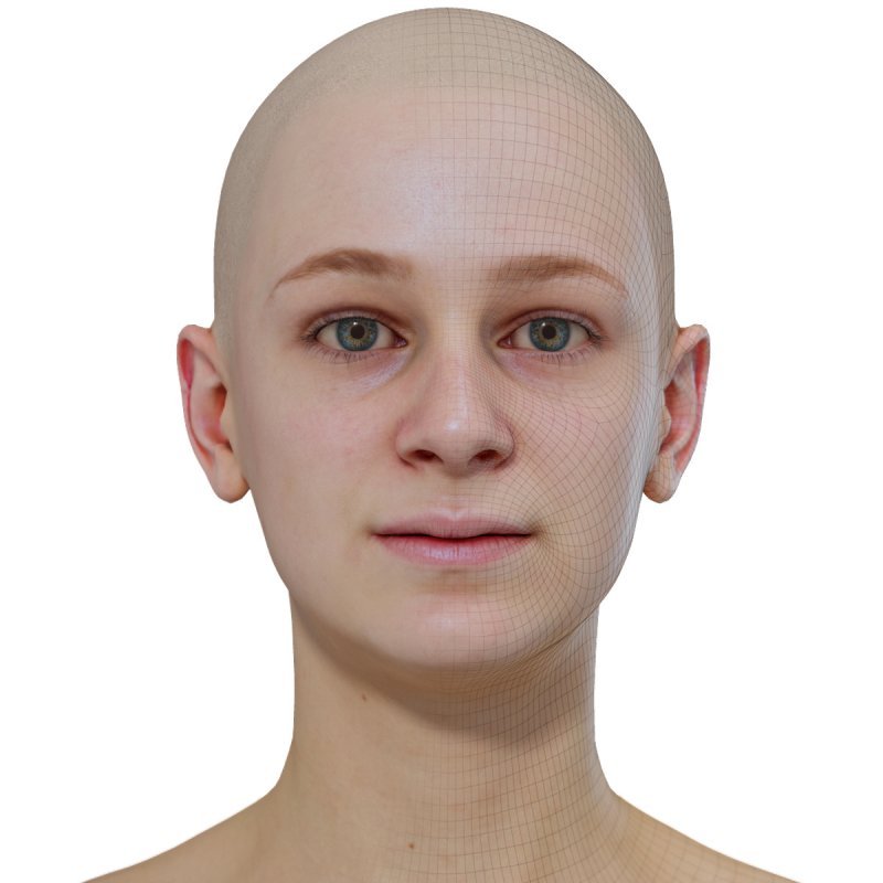Female 3D model / Retopologised Head Scan 03