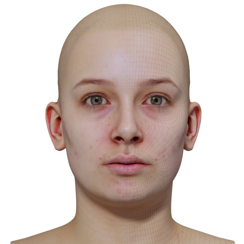 Female 3D model / Retopologised Head Scan 08