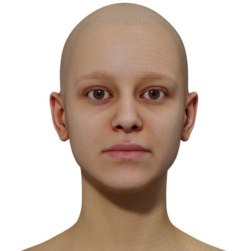 Female 3D model / Retopologised Head Scan 09