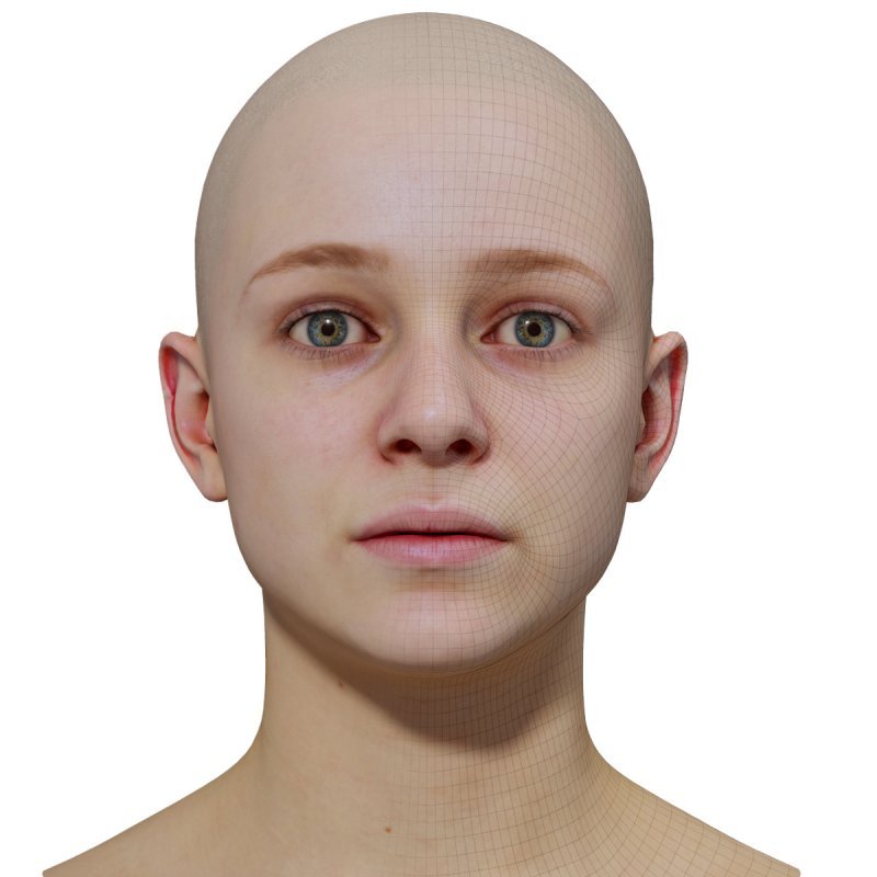 Female 3D model / Retopologised Head Scan 010