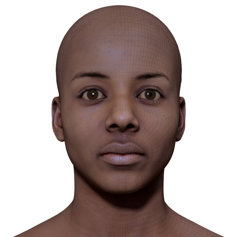 Female 3D model / Retopologised Head Scan 011