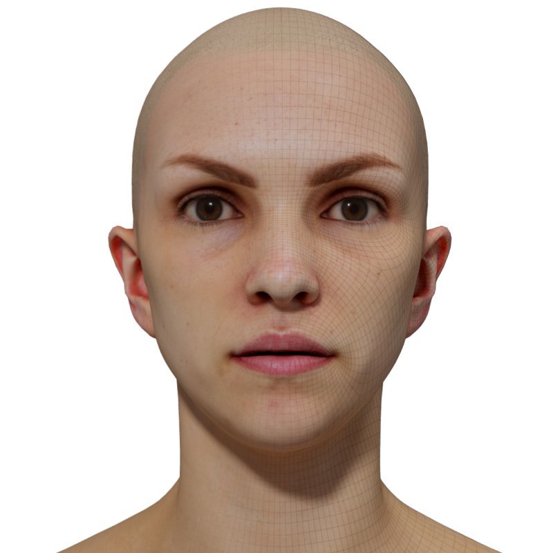 Female 3D model / Retopologised Head Scan 016